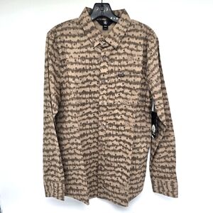 NEW wTag VOLCOM Warbler Brown Button Long Sleeve Shirt M